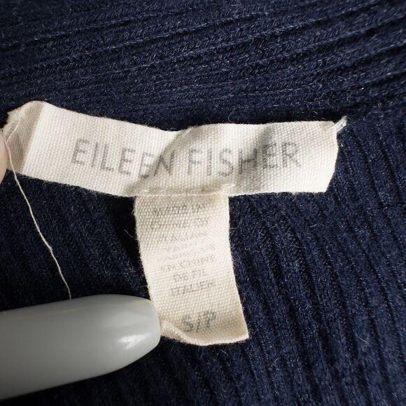 Eileen Fisher Cozy Viscose Stretch Knit Long Open Cardigan Womens Small Blue - Picture 3 of 16